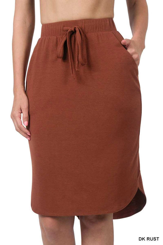 COEN FRONT TIE TULIP HEM SKIRT | RUST