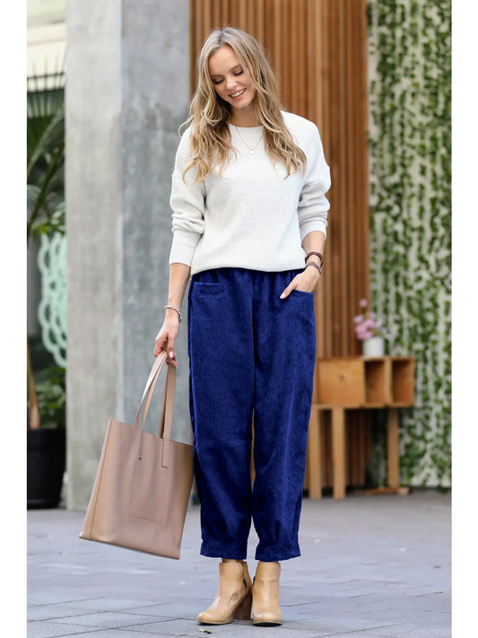 MIRIAM CORDUROY FRONT POCKET PANTS | ROYAL BLUE