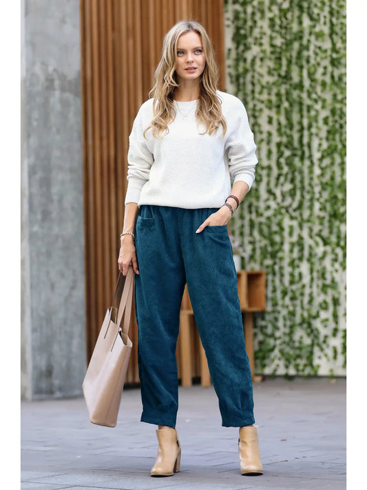 MIRIAM CORDUROY FRONT POCKET PANTS | TEAL