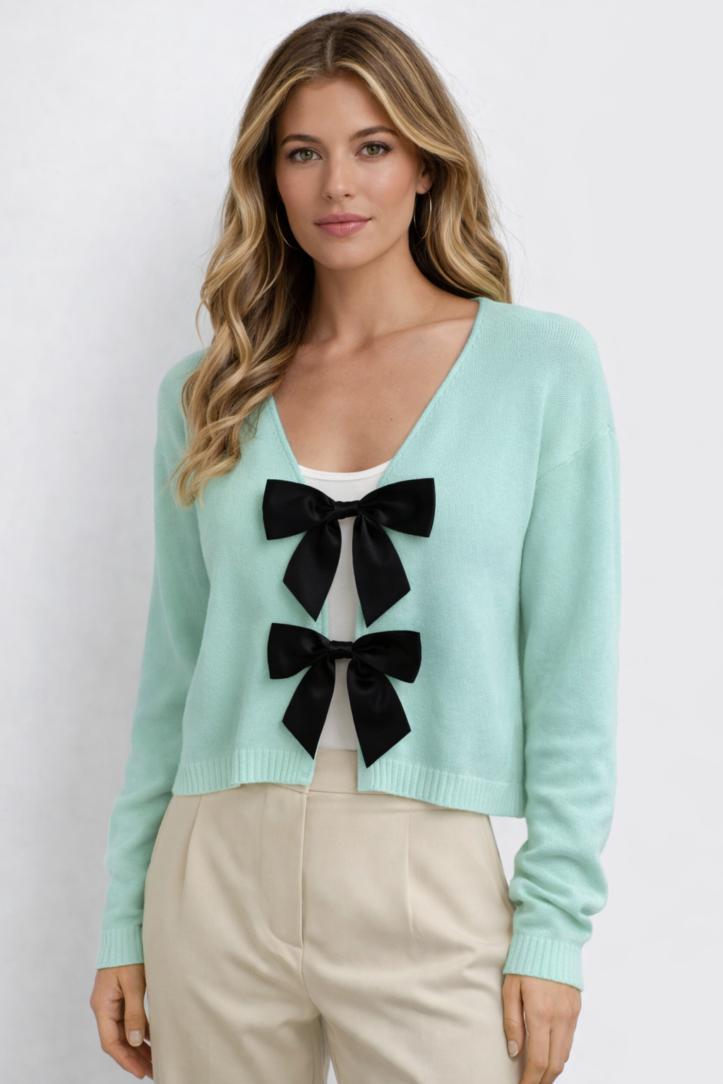 THERESA BOW FRONT CARDIGAN | MINT