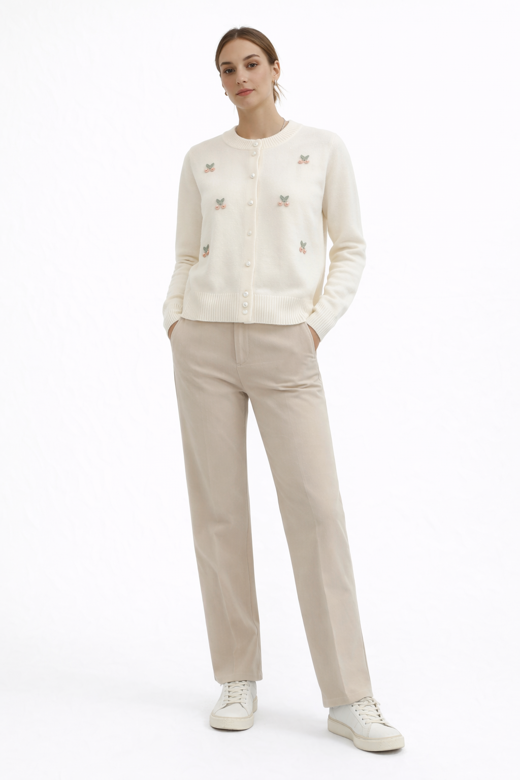 VICKIE CHERRY CARDIGAN | WHITE