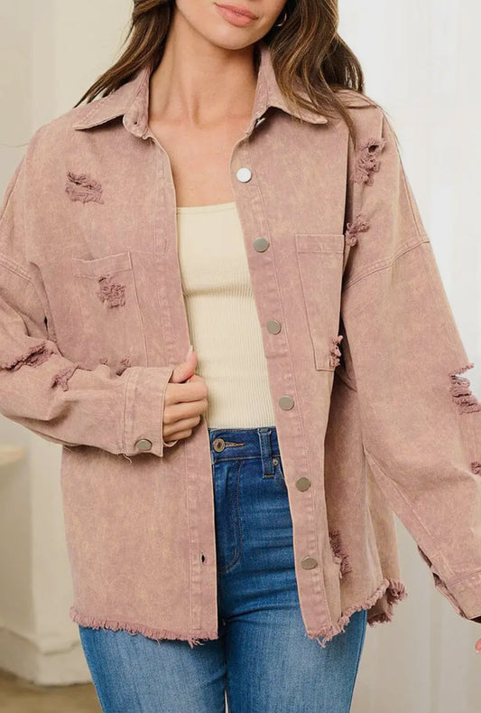 PIPER DISTRESSED VINTAGE WASH SHACKET