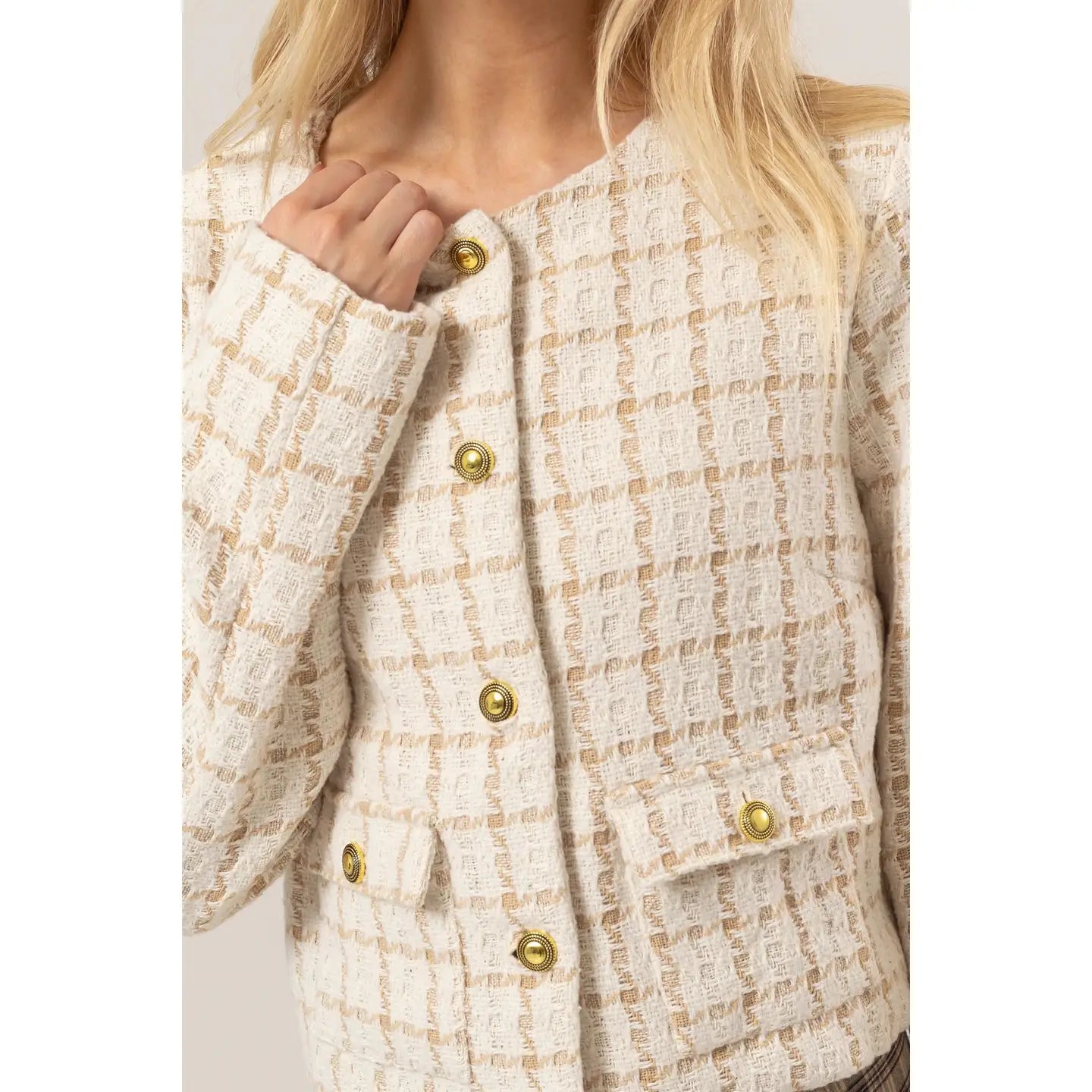 EMERY GOLD BUTTON TWEED JACKET