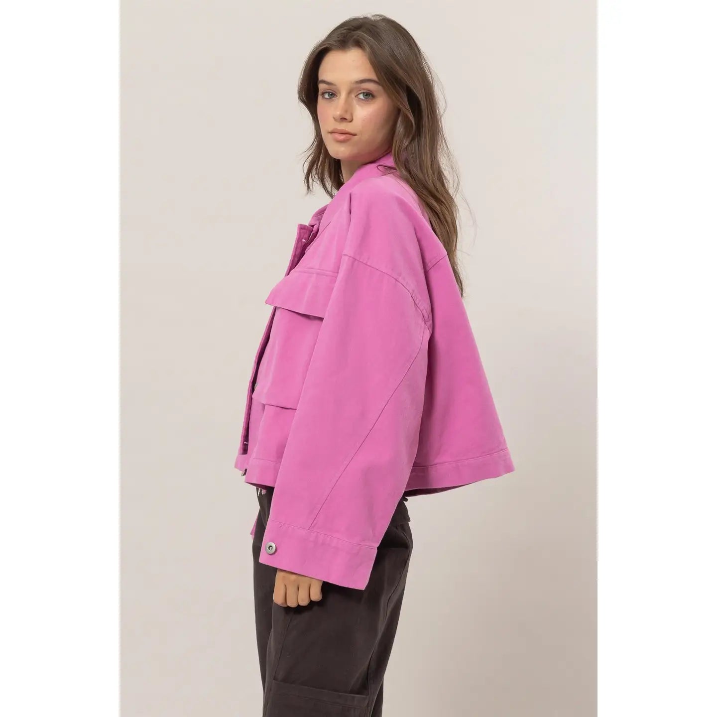 ERIKA BRUSHED TWILL CROPPED COAT