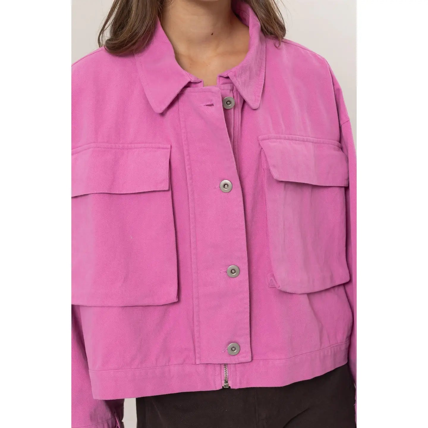 ERIKA BRUSHED TWILL CROPPED COAT