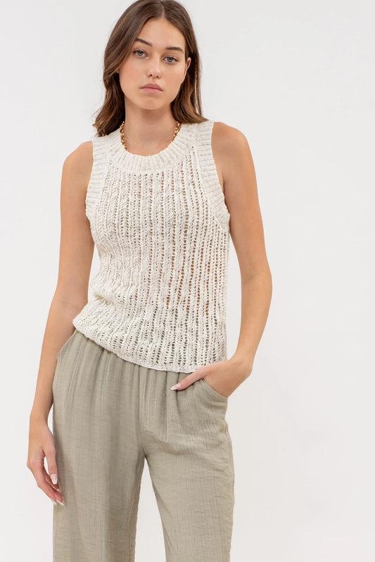 ESTADA CROCHET TANK TOP | IVORY