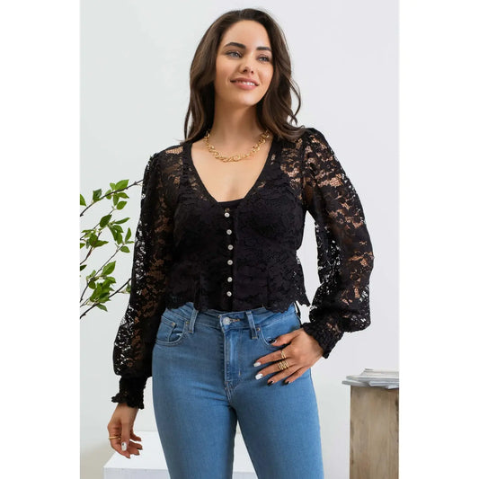 FAITH LACE BUTTON DOEN BLOUSE