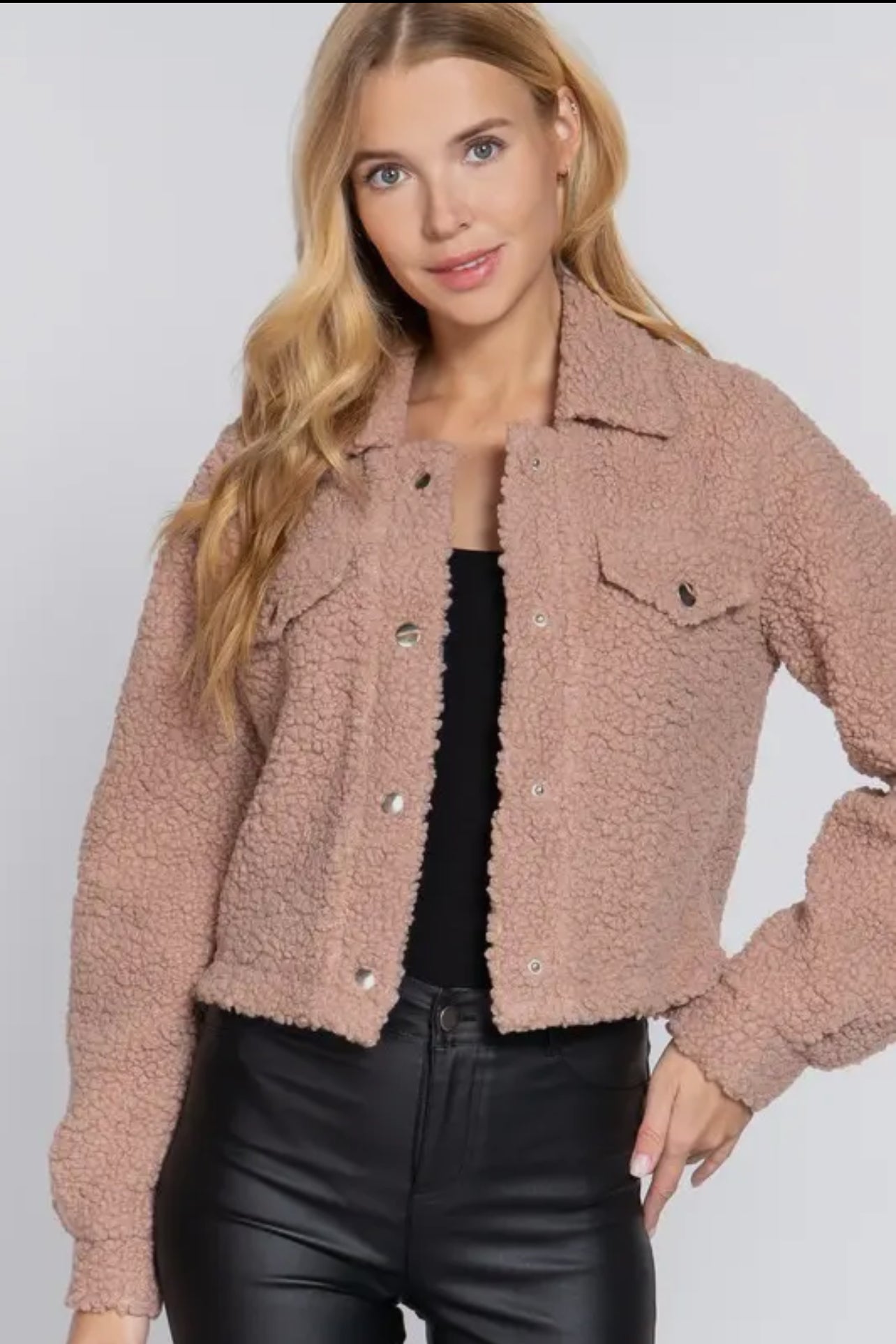 MAURA FAUX FUR BUTTON DOWN JACKET | MAUVE