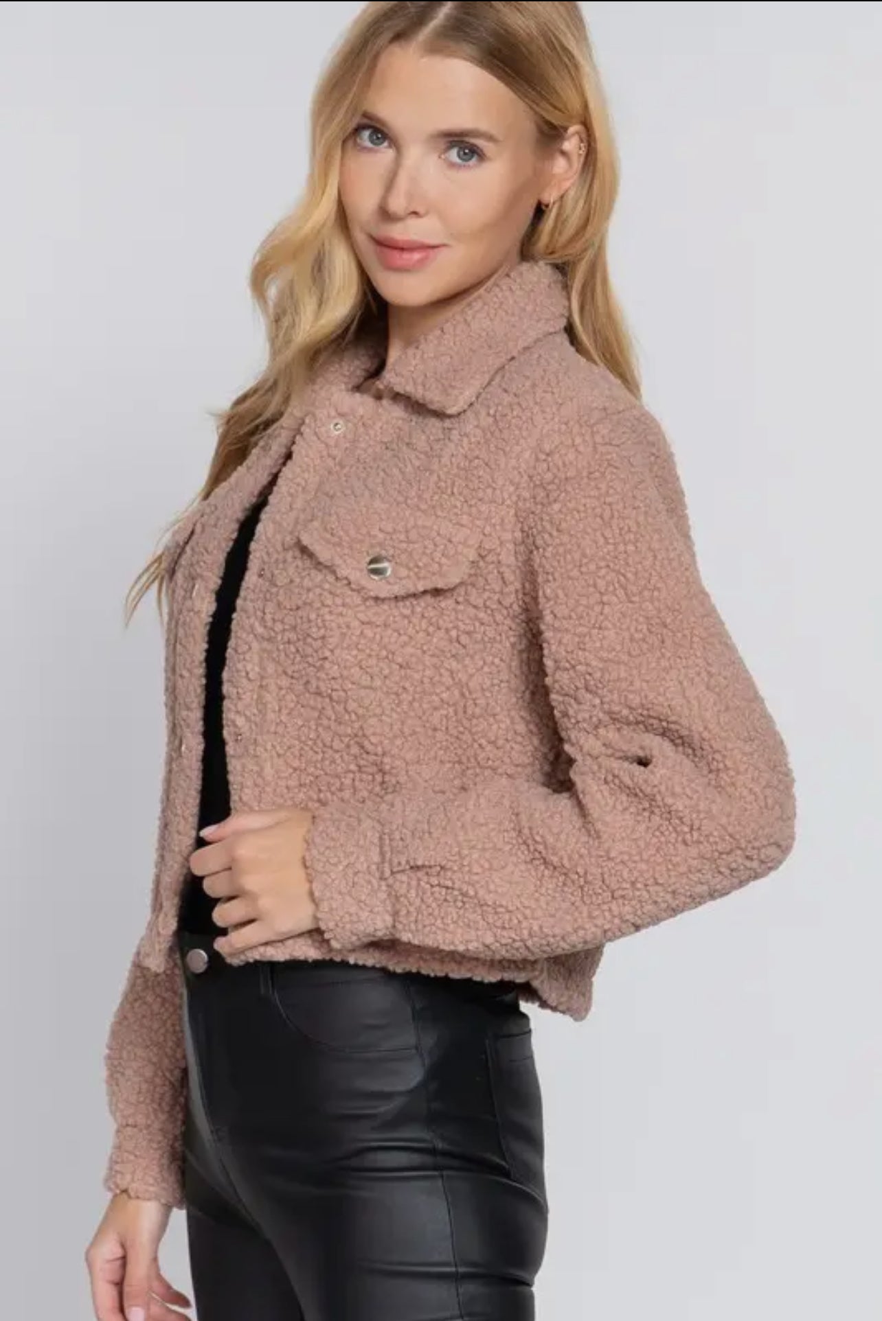 MAURA FAUX FUR BUTTON DOWN JACKET | MAUVE