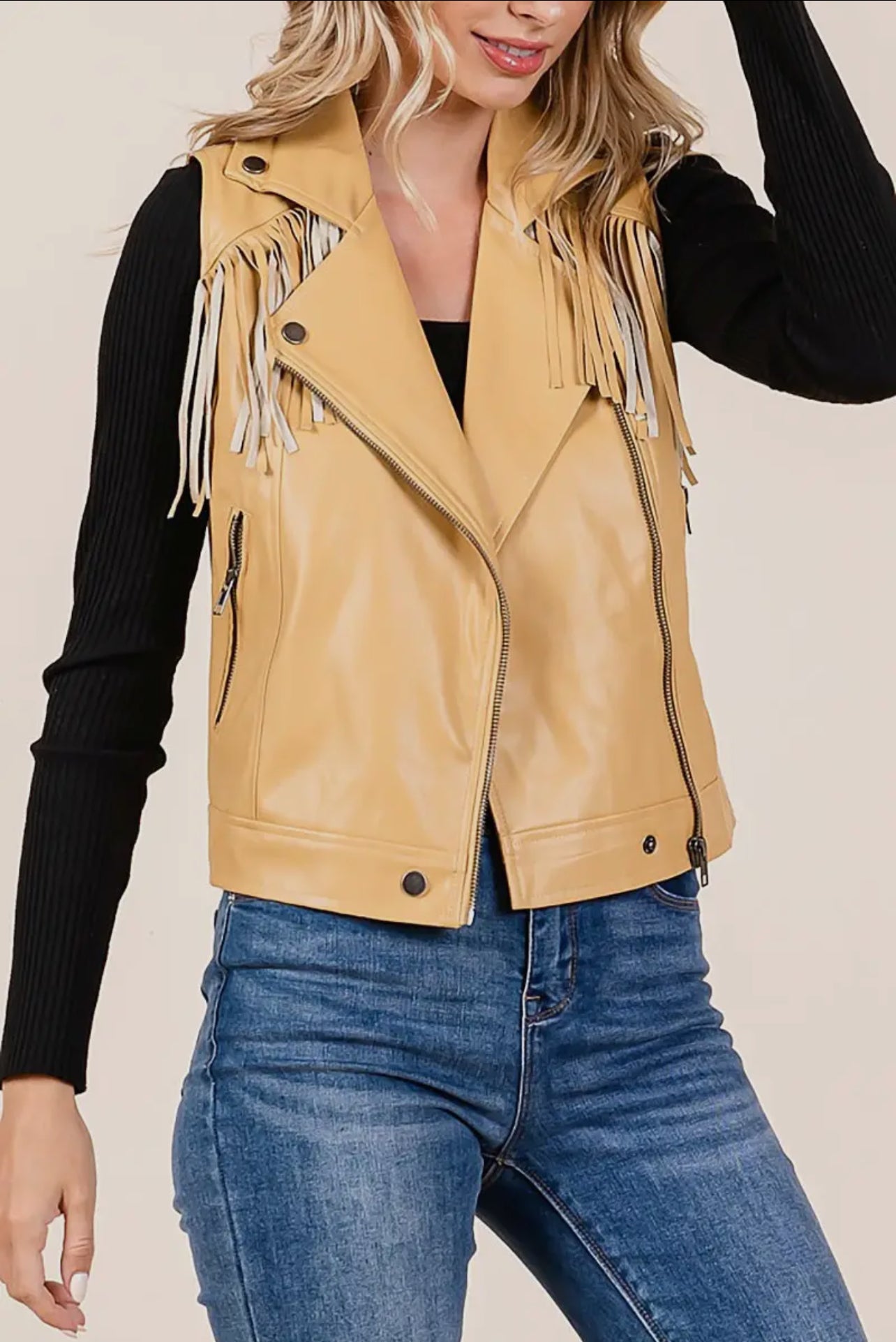 FELICITY VEGAN LEATHER FRINGE VEST