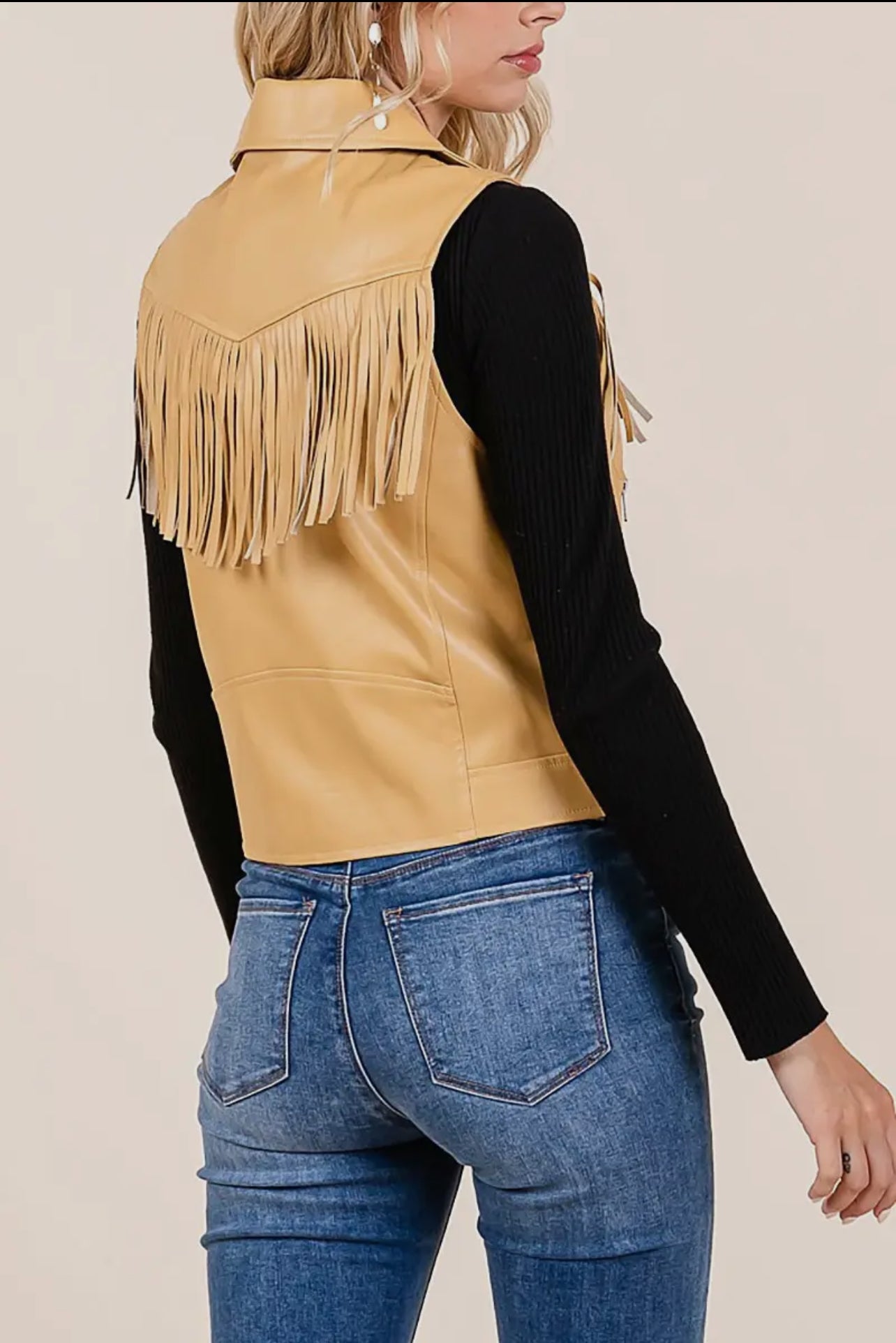 FELICITY VEGAN LEATHER FRINGE VEST