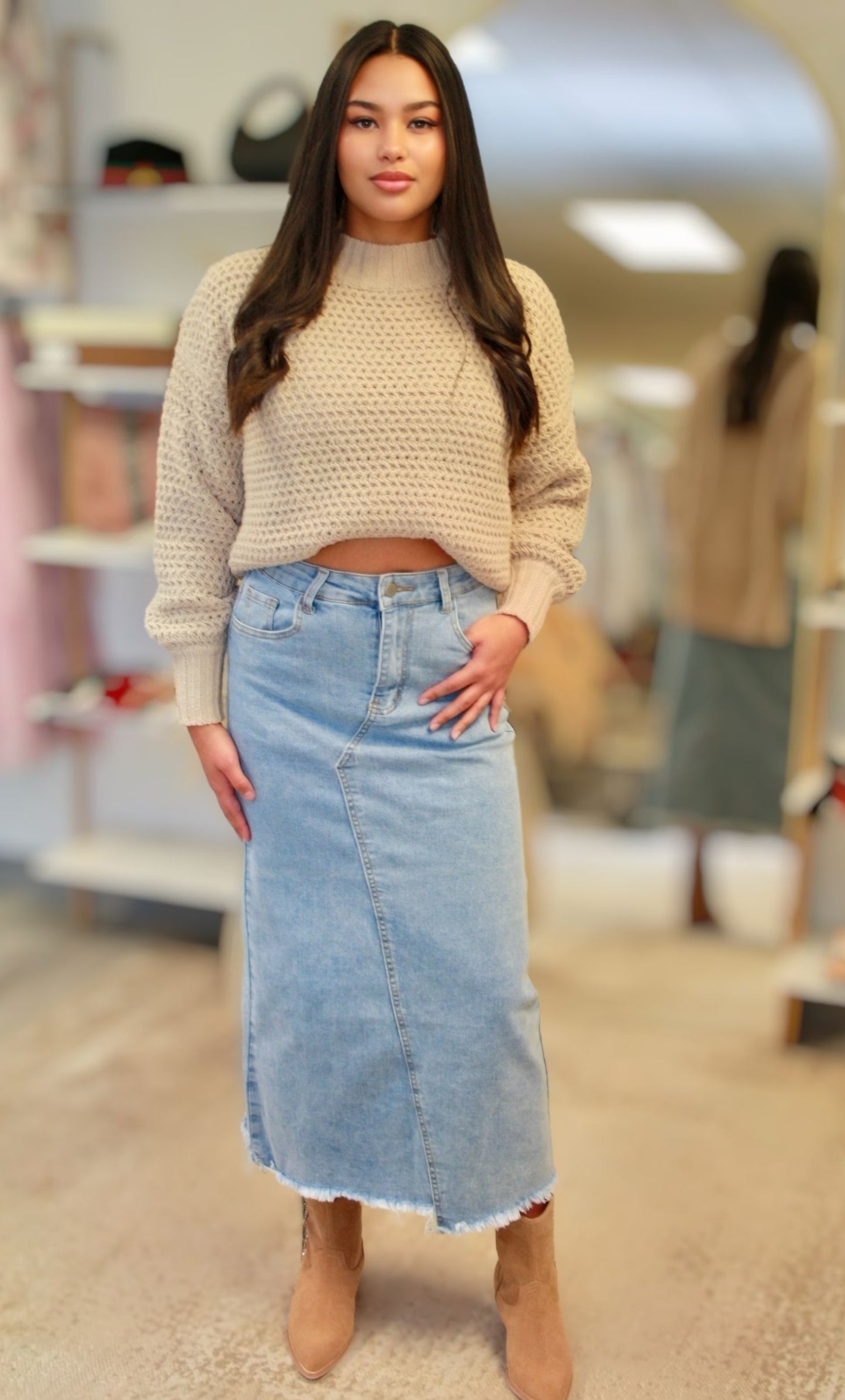 THEA DENIM MAXI SKIRT