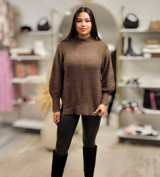 FAYE OVERSIZED KNIT SWEATER | BROWN