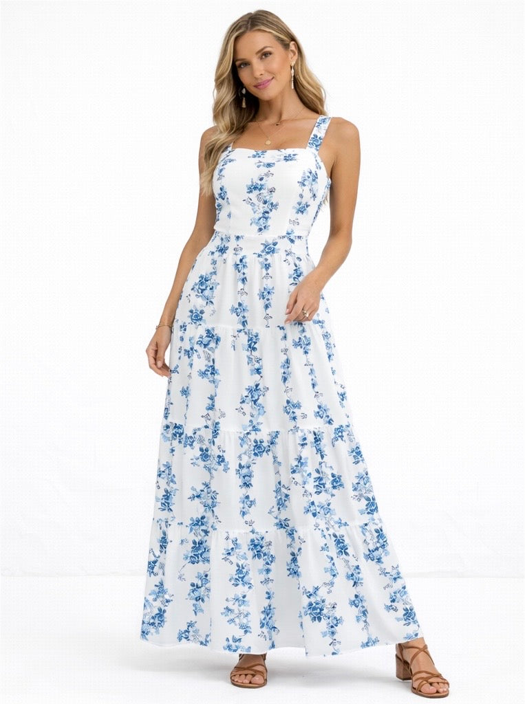 SUTTON FLORAL TIE BACK MAXI DRESS