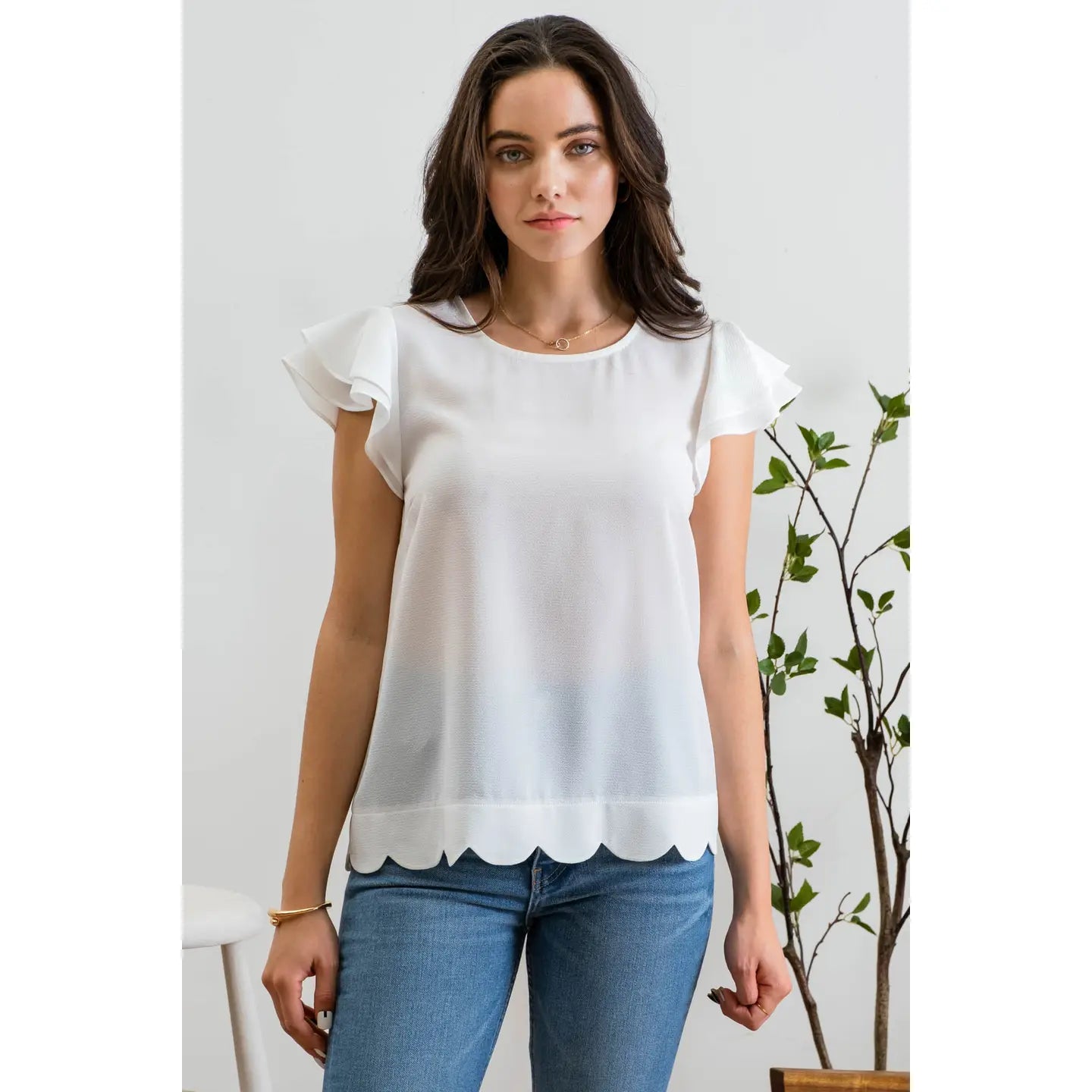 FLORENCE LAYERED FLUTTER SLEEVE TOP