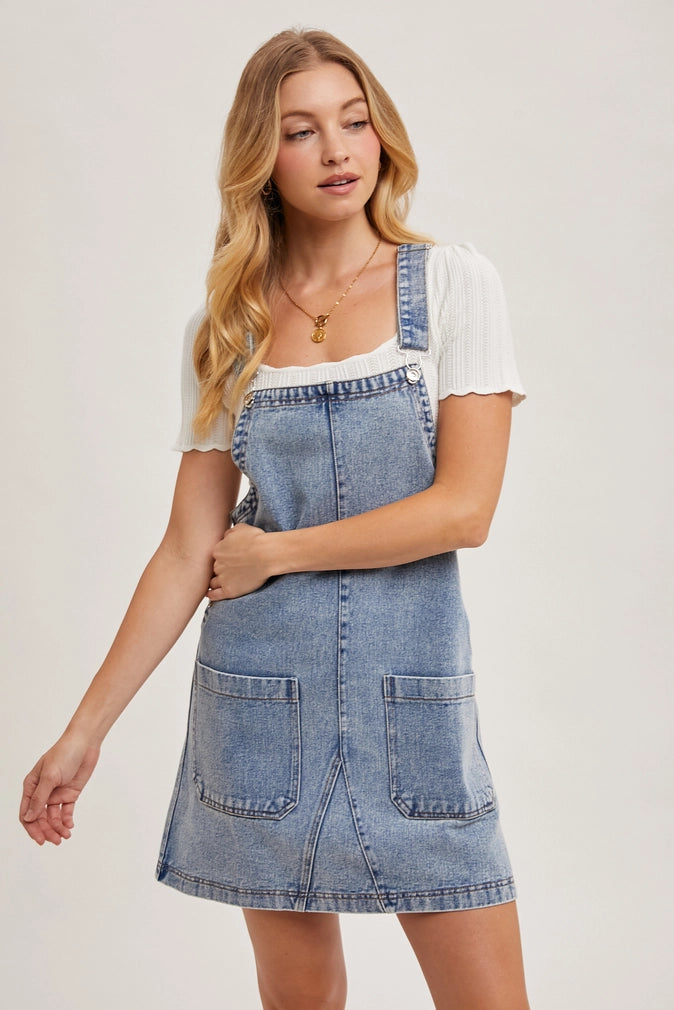 GEMMA DENIM OVERALL MINI DRESS