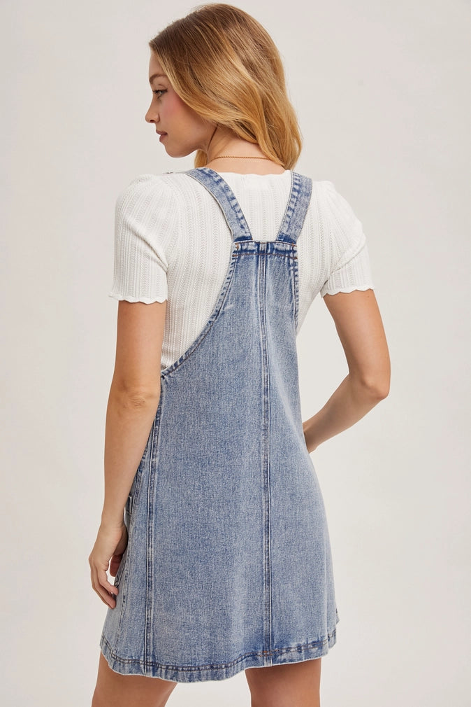 GEMMA DENIM OVERALL MINI DRESS