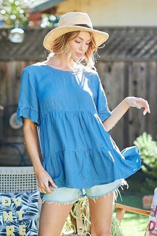 GIA WASHED DEMIN TUNIC TOP