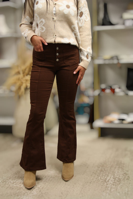 GIGI FLARE LEG JEANS | BROWN