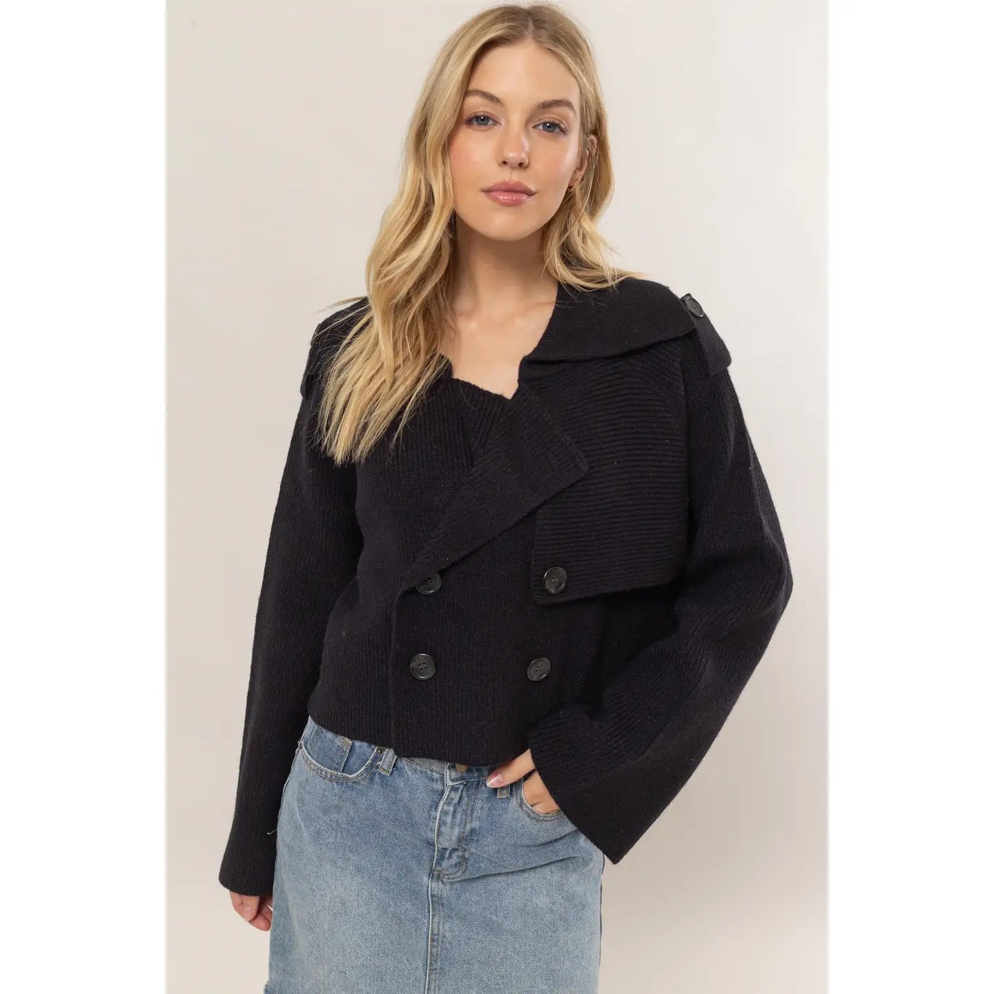 GWEN DOUBLE BREAST SWEATER TRENCH