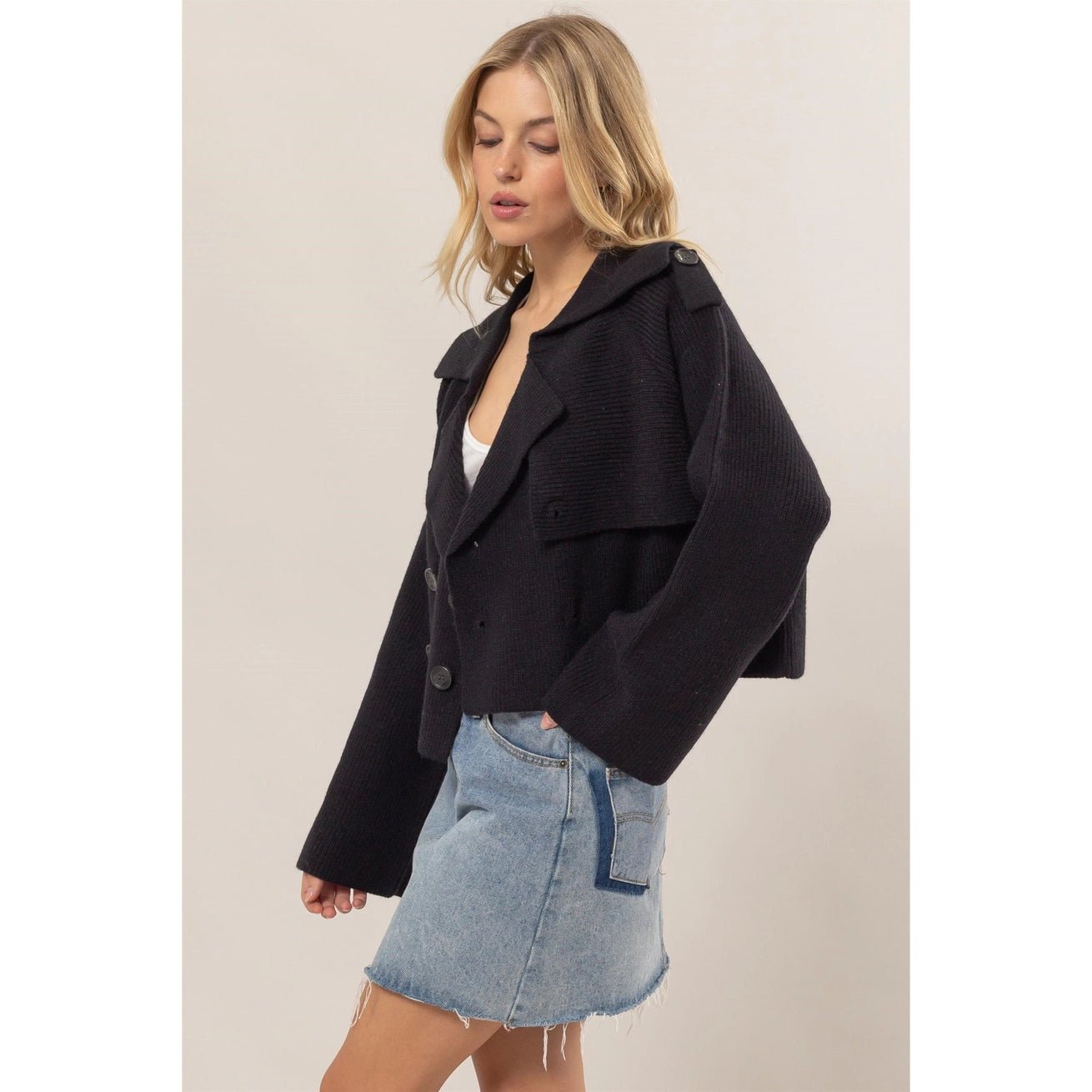 GWEN DOUBLE BREAST SWEATER TRENCH