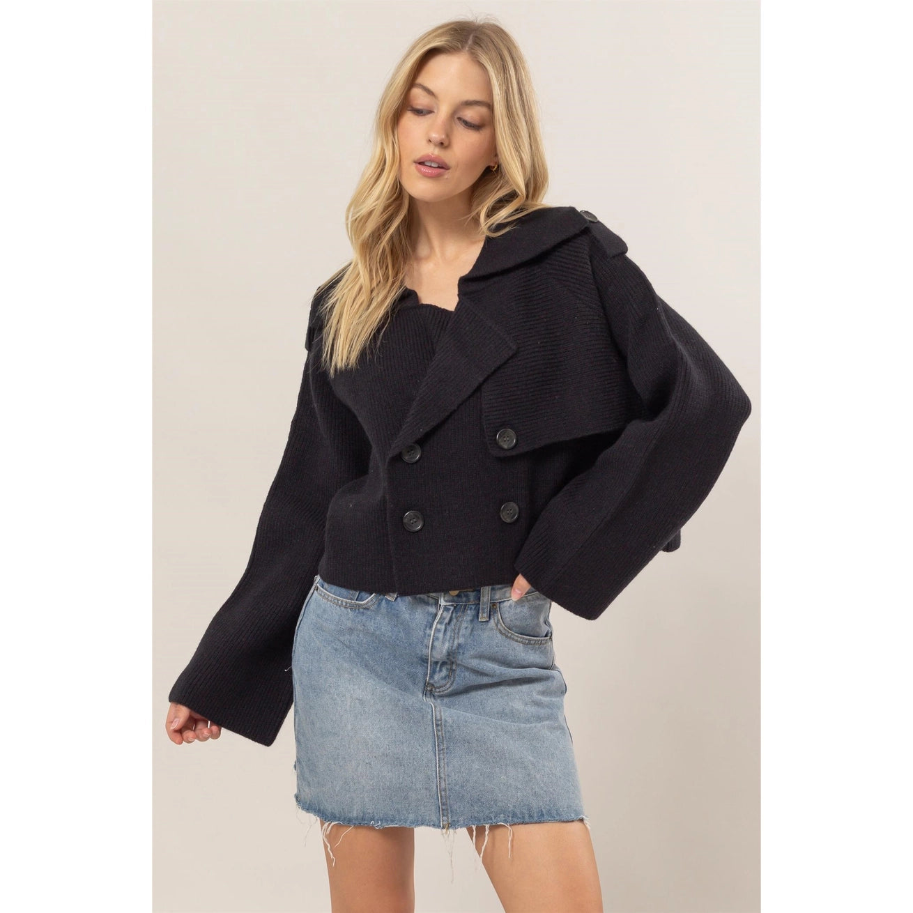 GWEN DOUBLE BREAST SWEATER TRENCH