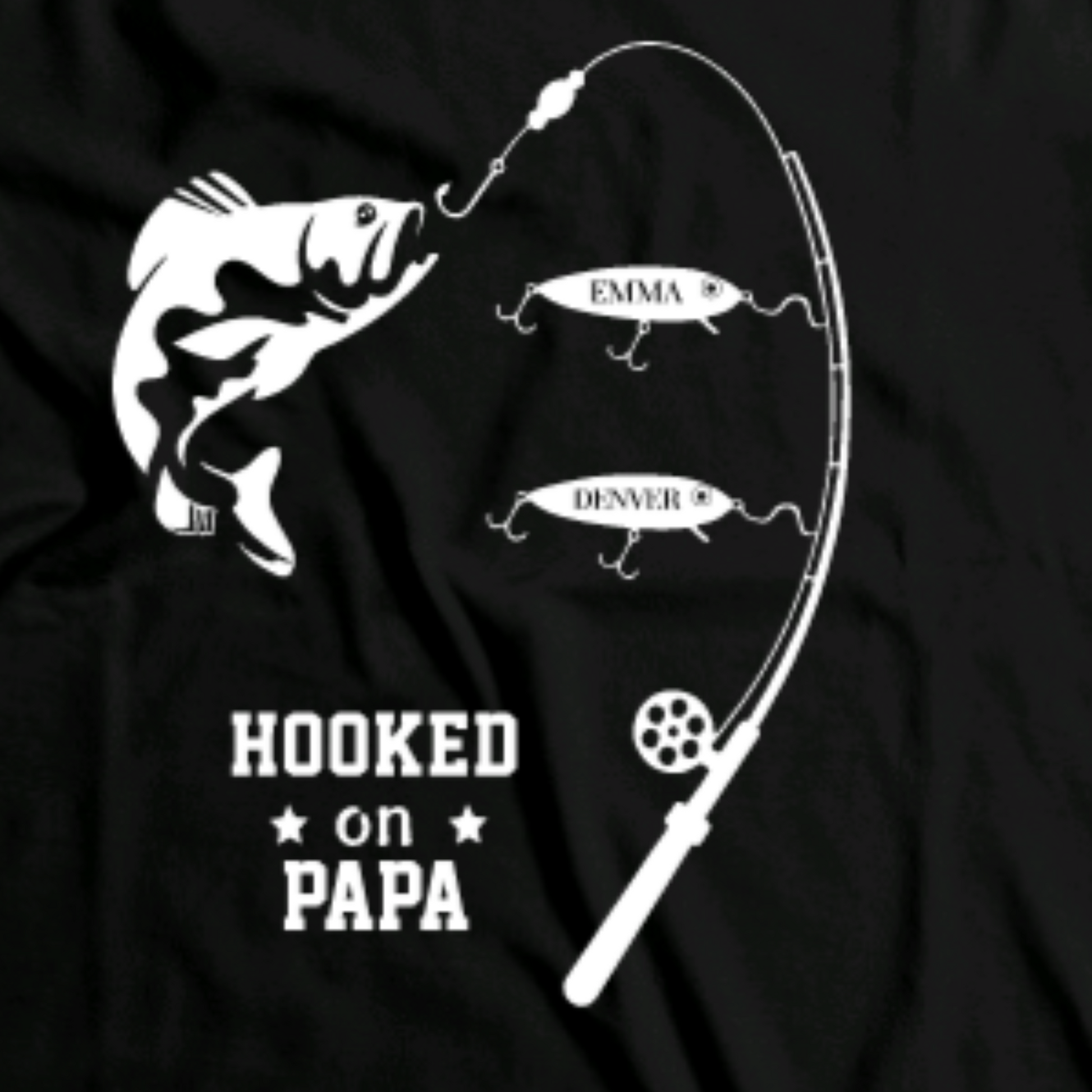 Hooked On Dad/Papa/Grandpa, etc. Crewneck T Shirt black