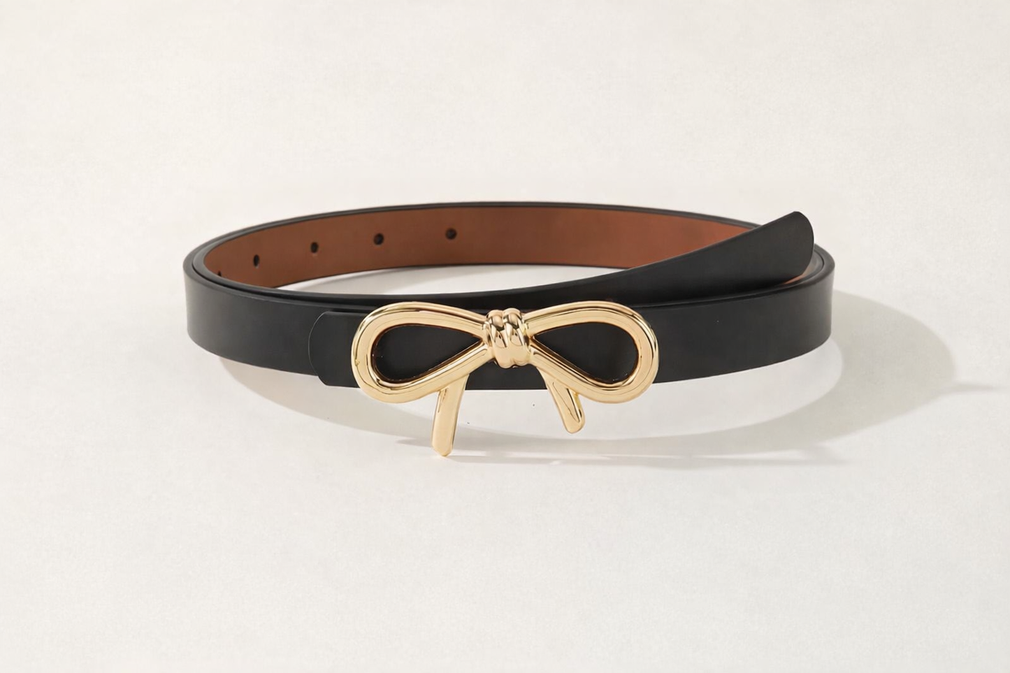 GOLD BUCKLE BOW BELT | BLACK, BROWN, COGNAC