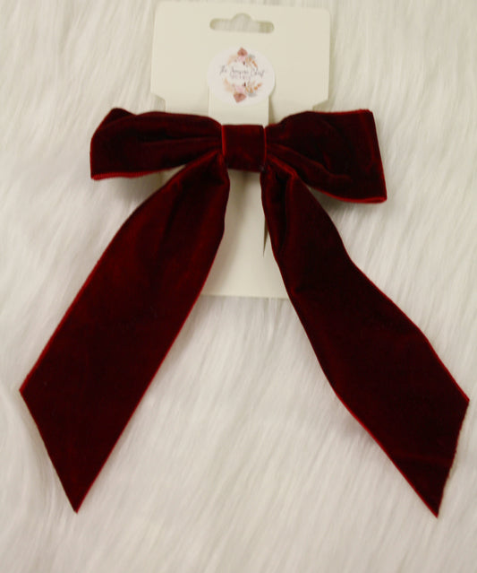 LUCIA VELVET HAIR BOW | BURGUNDY