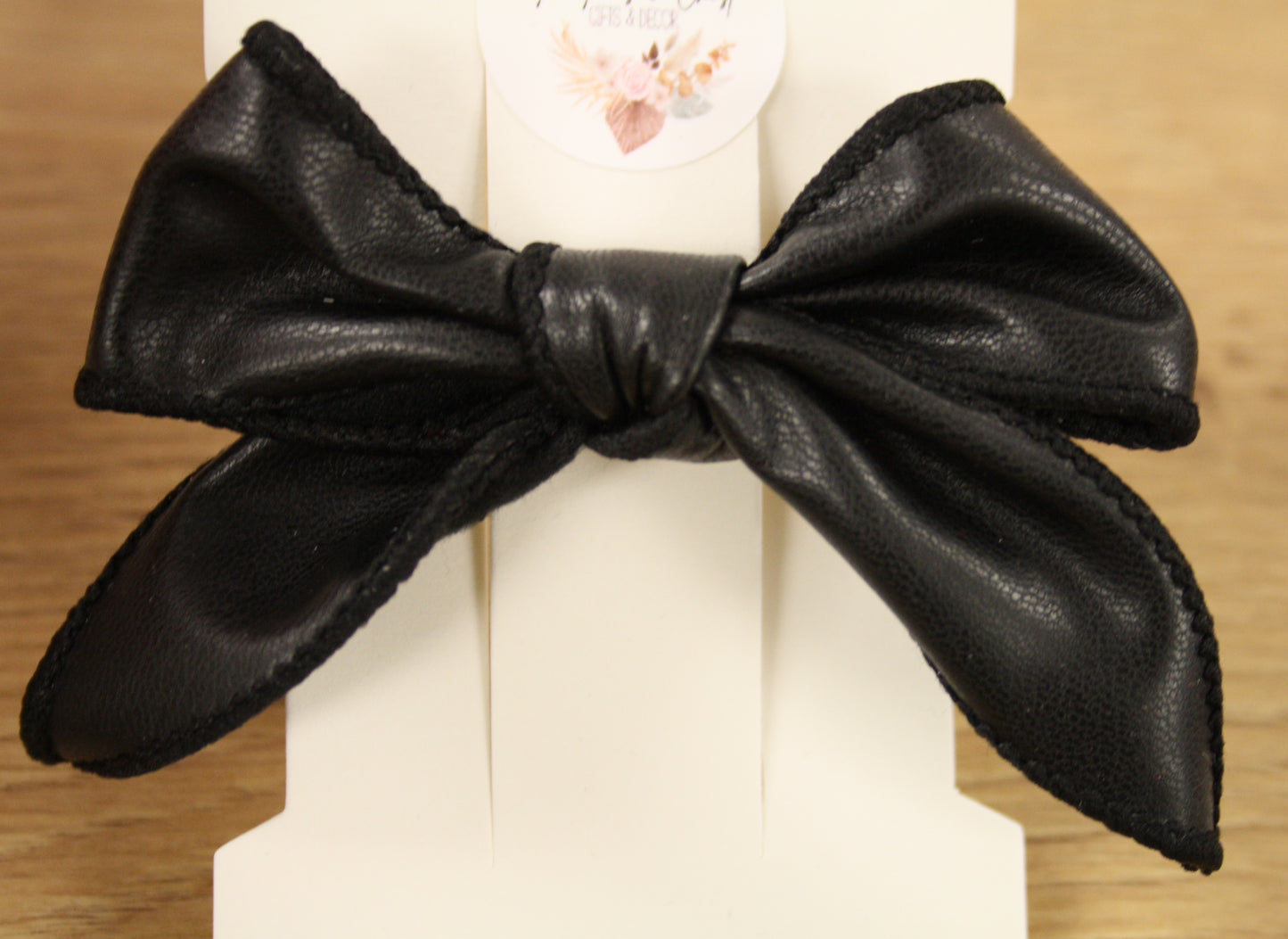 ROBYN FAUX LEATHER HAIR BOW | BLACK