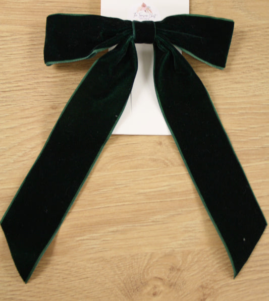 LUCIA VELVET HAIR BOW | HUNTER GREEN