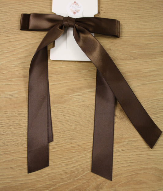 TABBY SATIN HAIR BOW | CHOCOLATE