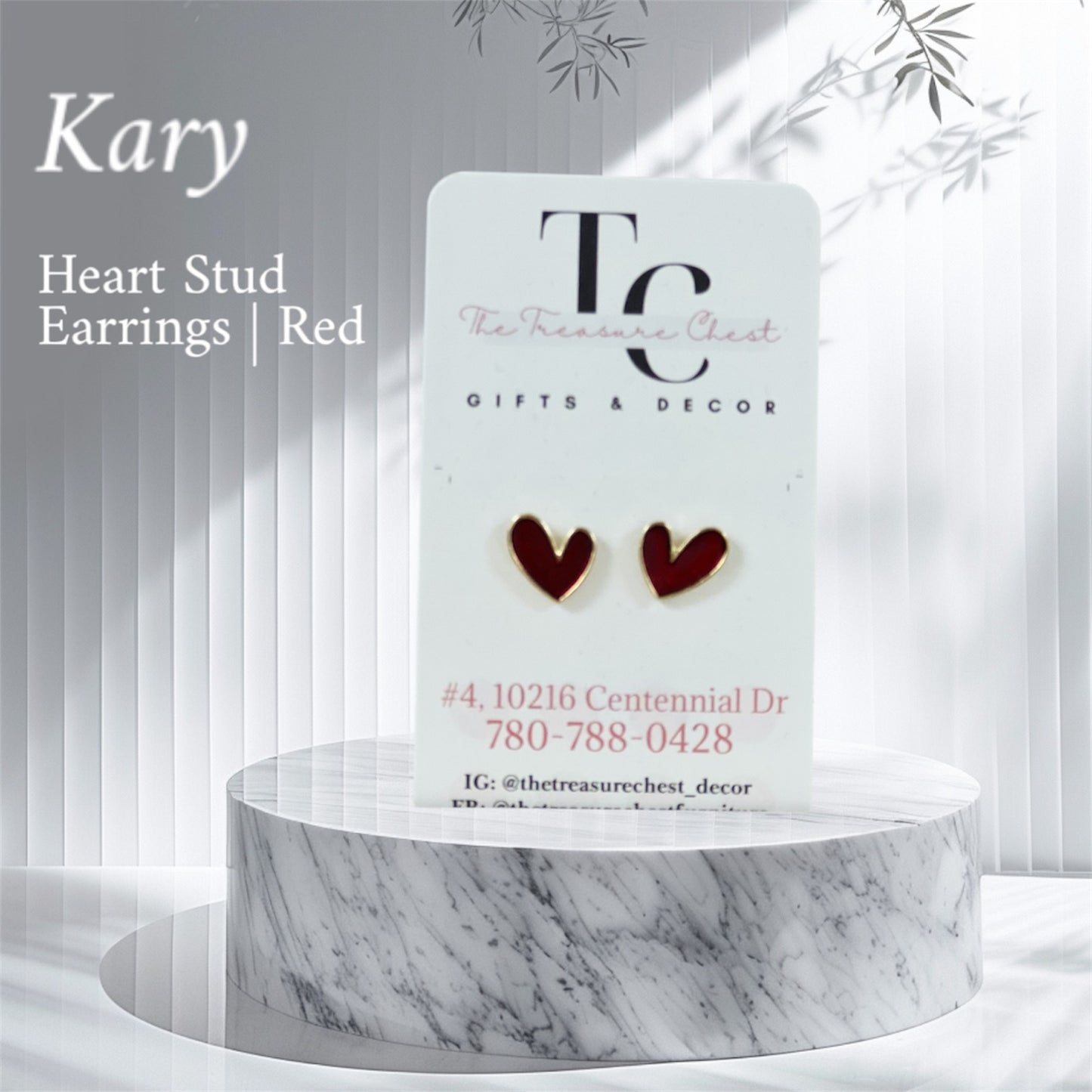 KARY HEART STUD EARRINGS | RED