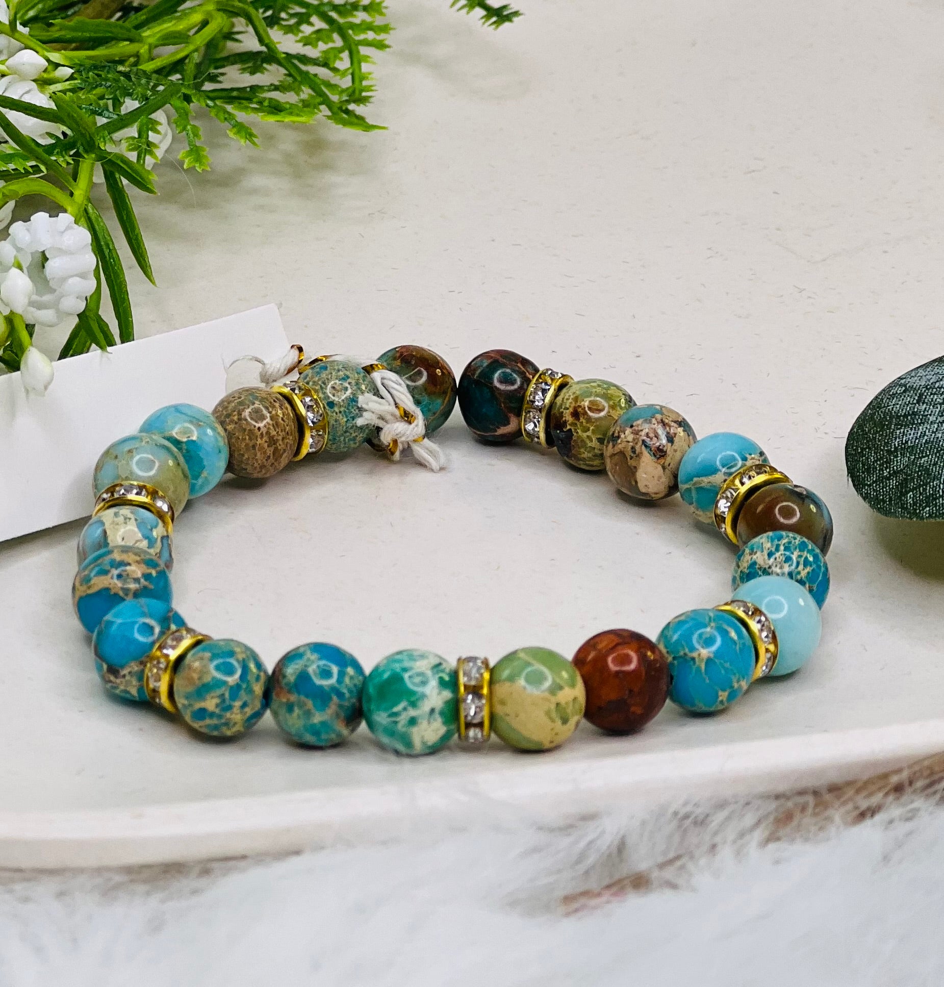 Natural Stone Bead Bracelet - Blue