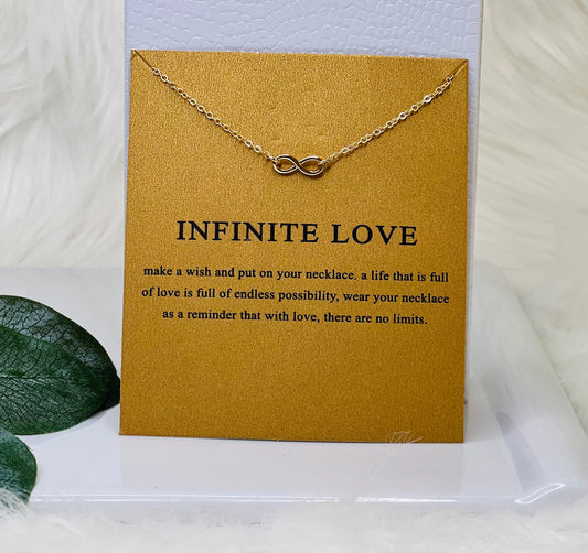 Infinite Love Minimalist Necklace with Infinity Pendant and card