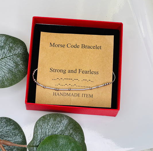 "Strong and Fearless" Morse Code Bracelet