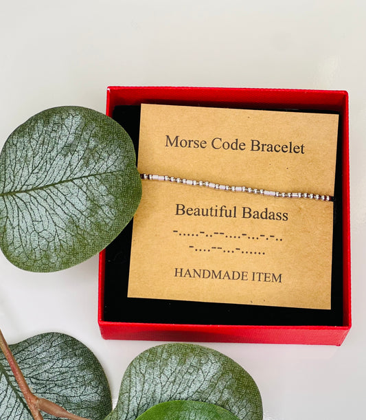 "Beautiful Badass" Morse Code Bracelet