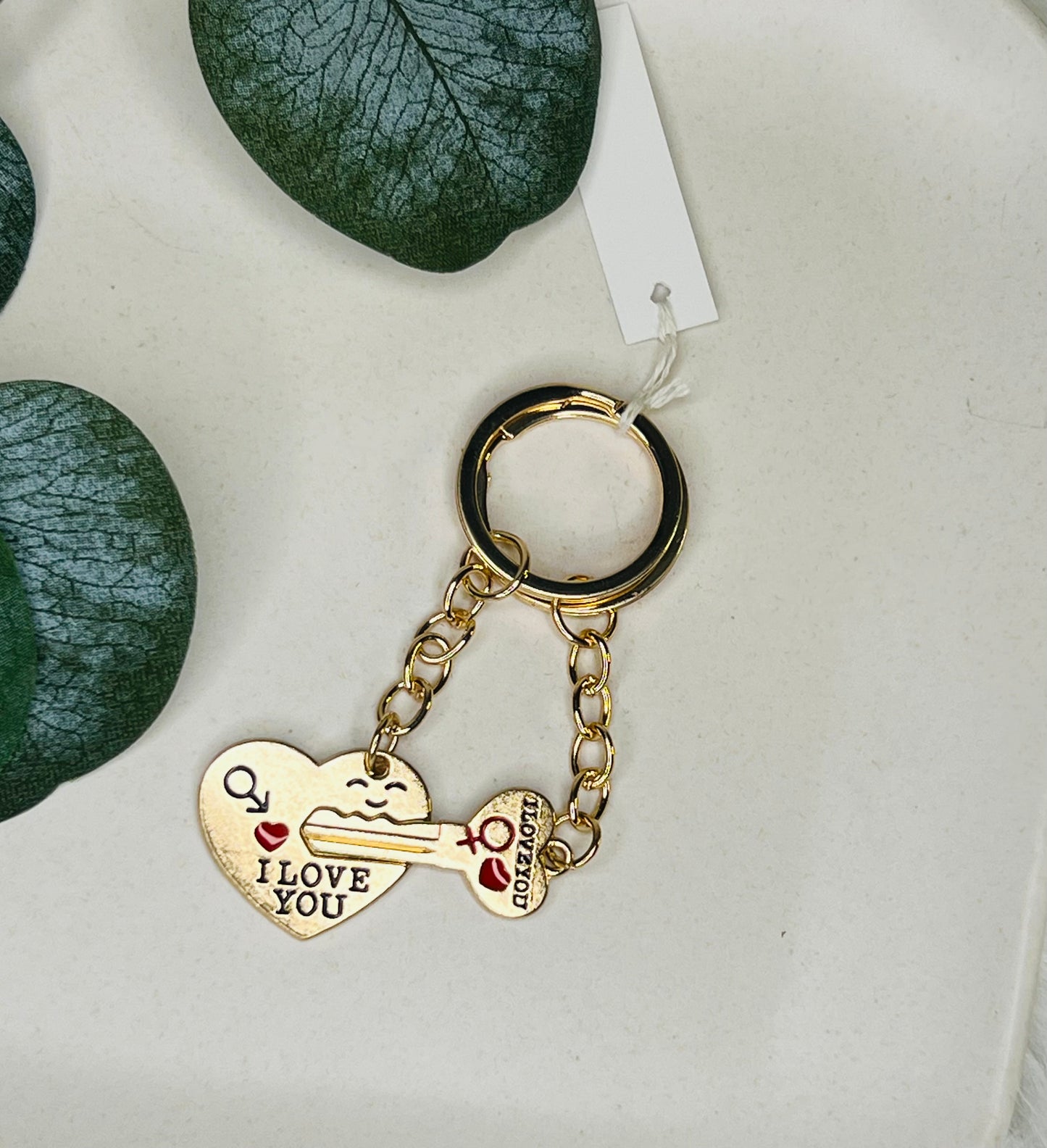 I Love You Heart and Key Keychain - Set of 2