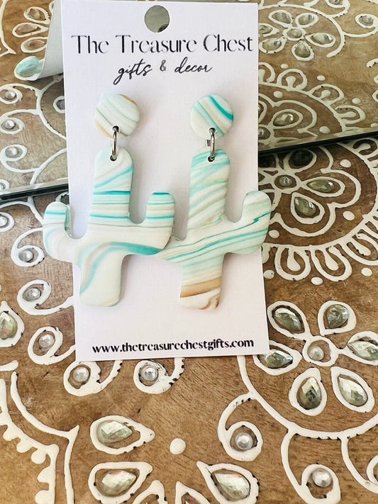 Swirl Cactus Polymer Clay Earrings