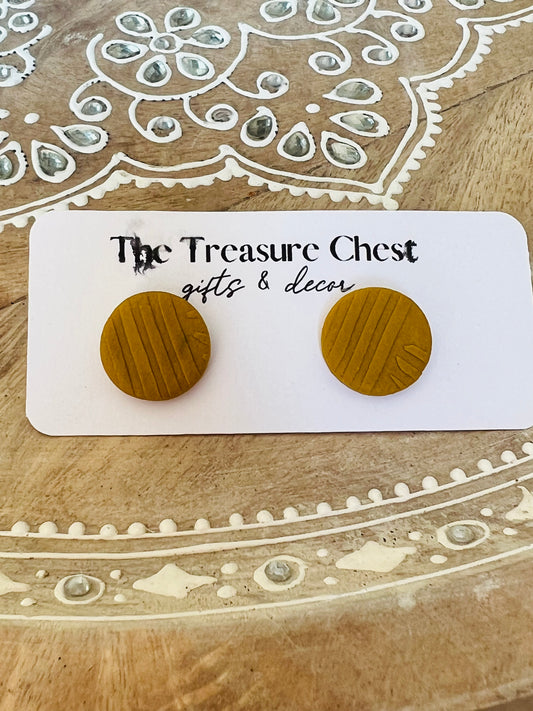 Cora Stud polymer clay earrings Mustard