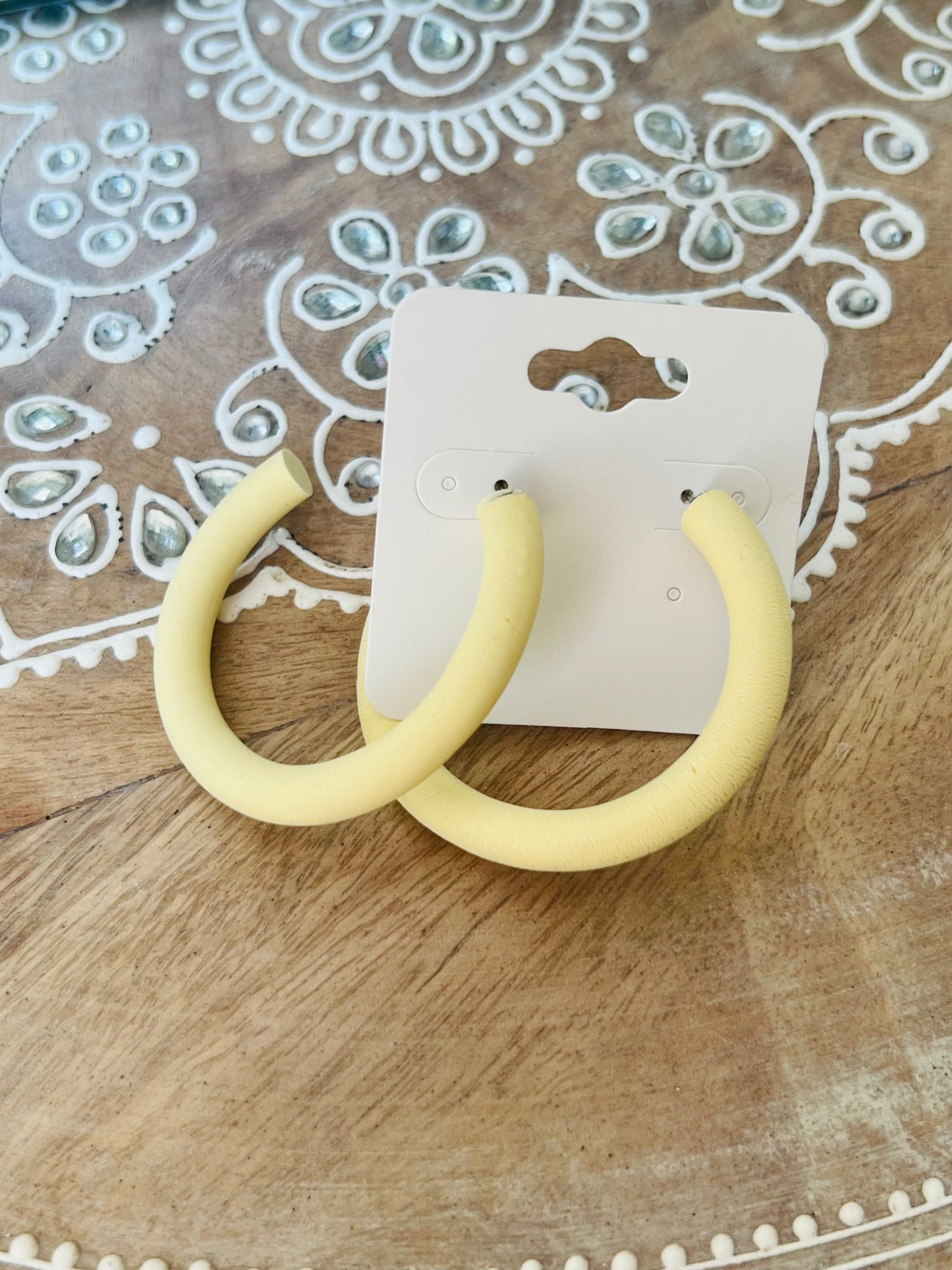 Pale Yellow Polymer Clay Large Hoop earrings