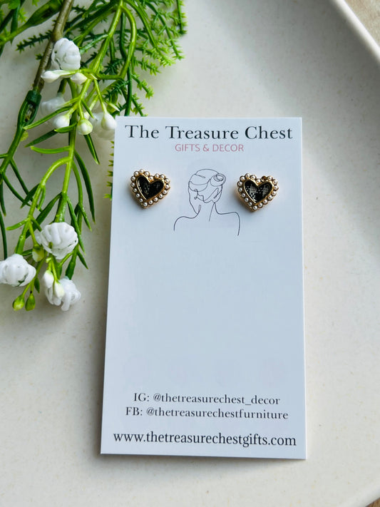 Plaid Heart Stud Earrings