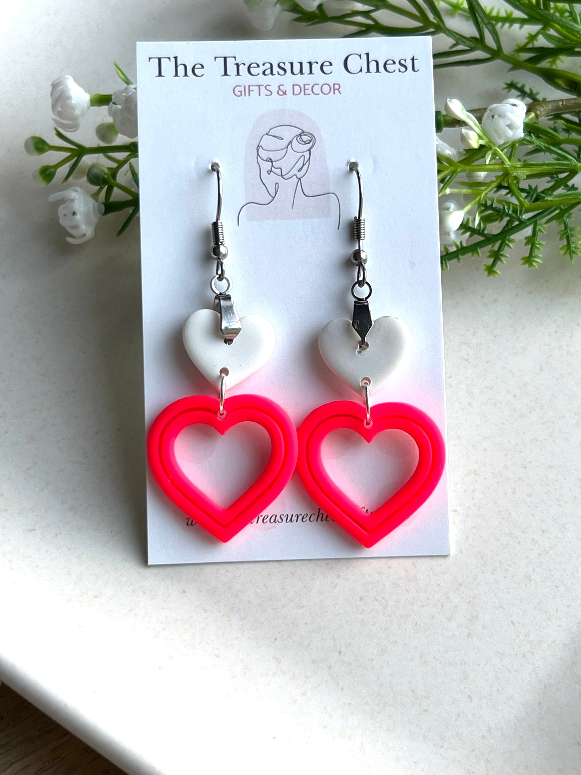 Neon Heart Dangle Earring