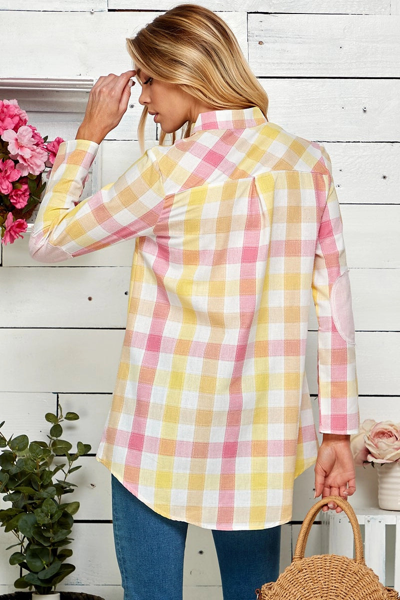 JACKIE PLAID TUNIC TOP | YELLOW/PINK