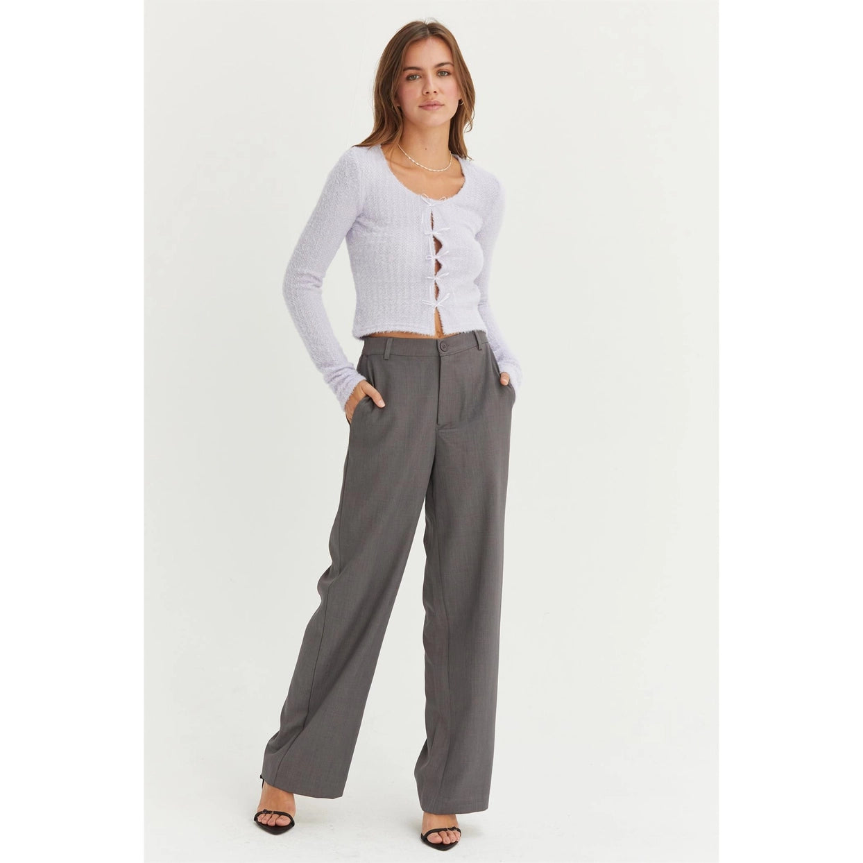 JENNA HIGH WAIST STRAIGHT LEG PANTS | GREY