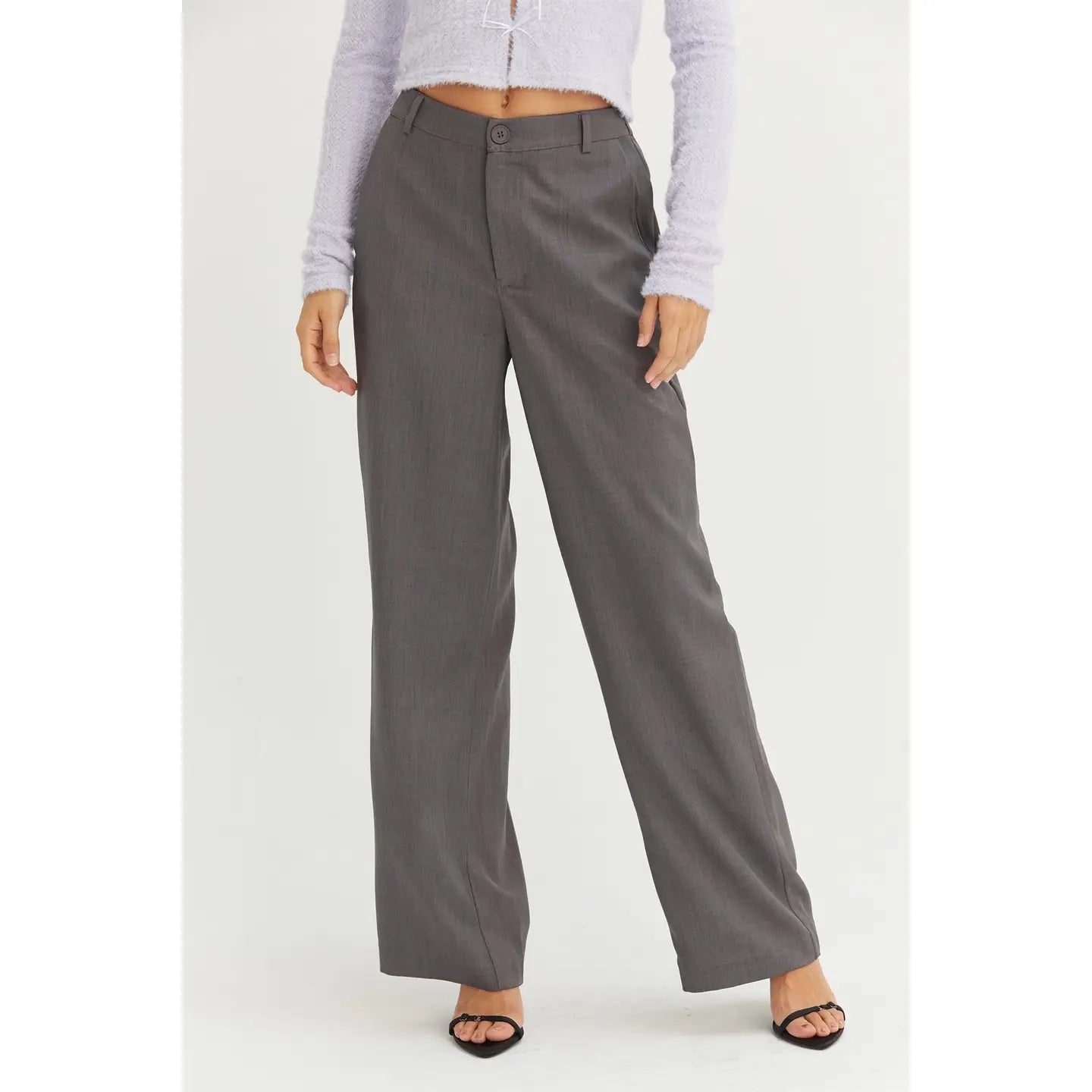 JENNA HIGH WAIST STRAIGHT LEG PANTS | GREY