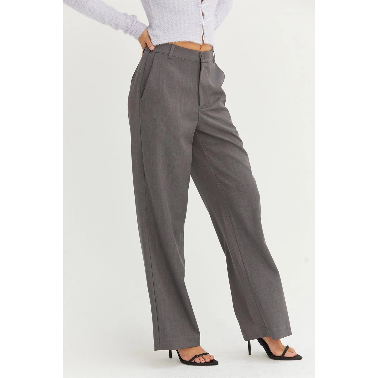 JENNA HIGH WAIST STRAIGHT LEG PANTS | GREY