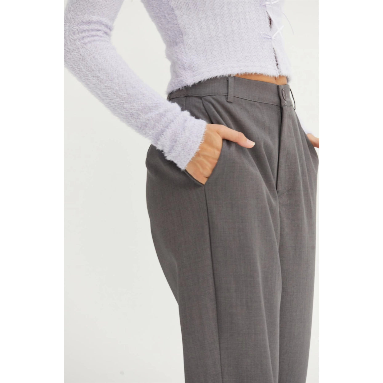 JENNA HIGH WAIST STRAIGHT LEG PANTS | GREY