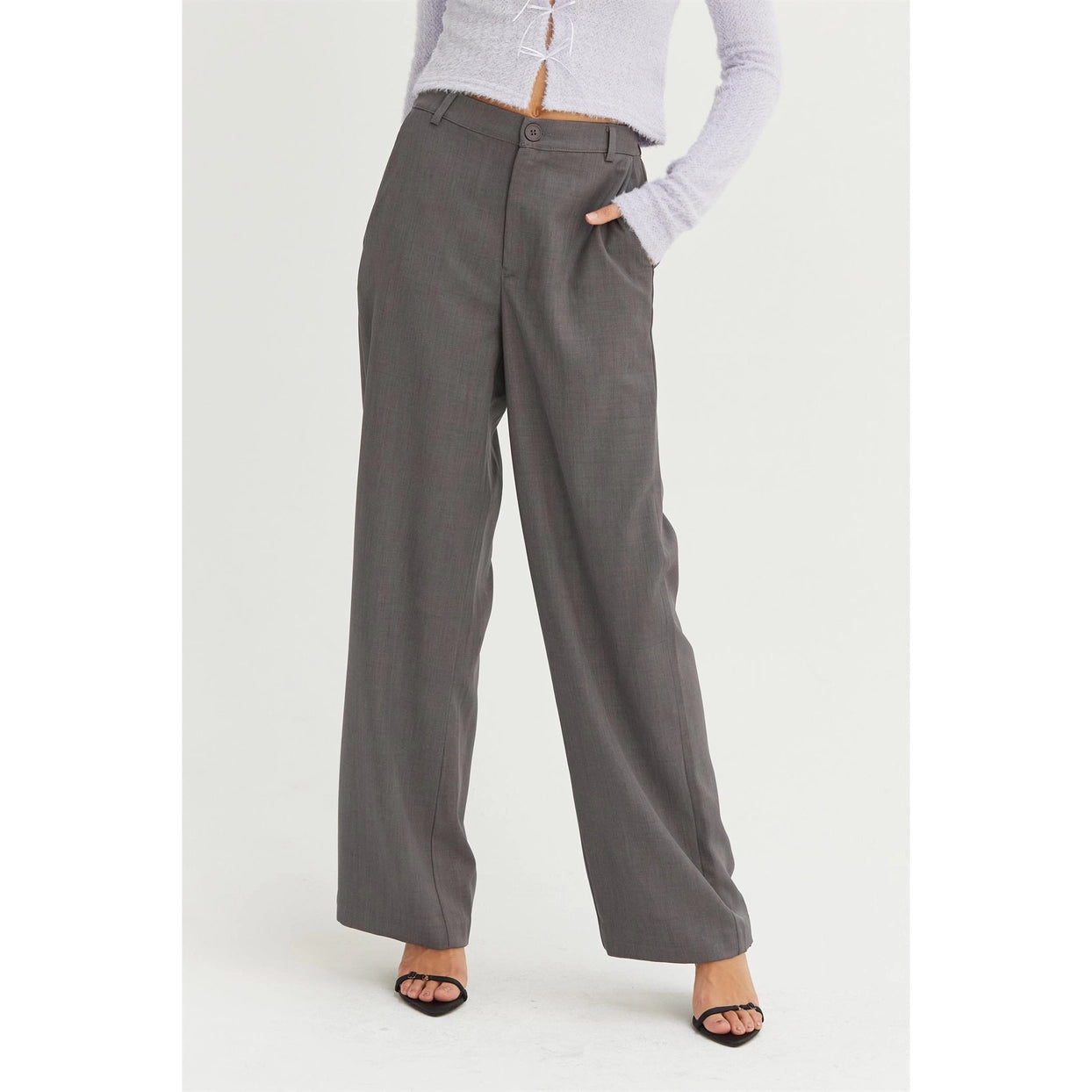 JENNA HIGH WAIST STRAIGHT LEG PANTS | GREY