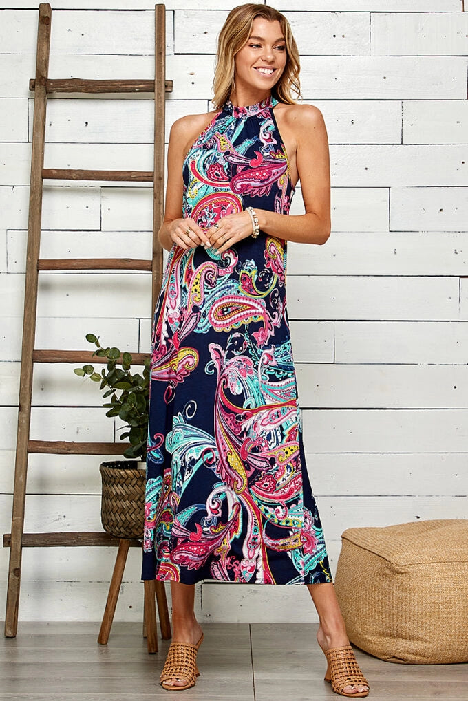 JESSICA PAISLEY MAXI DRESS